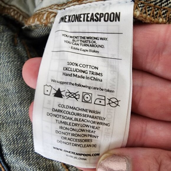 NWT One Teaspoon Cowboy Junkyard Distressed Frayed Hem Mini Jean Skirt Size 25 - Picture 14 of 16